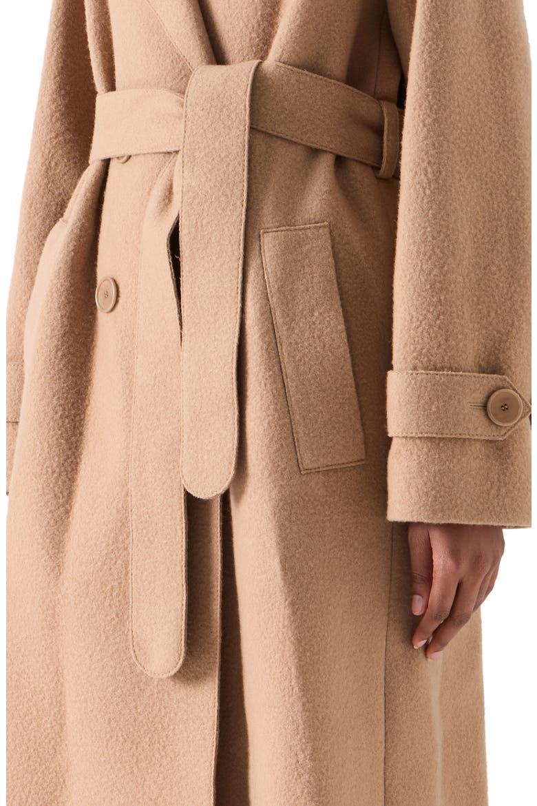 Heavy Wool Blend Belted Coat, Alternate, color, CAMEL