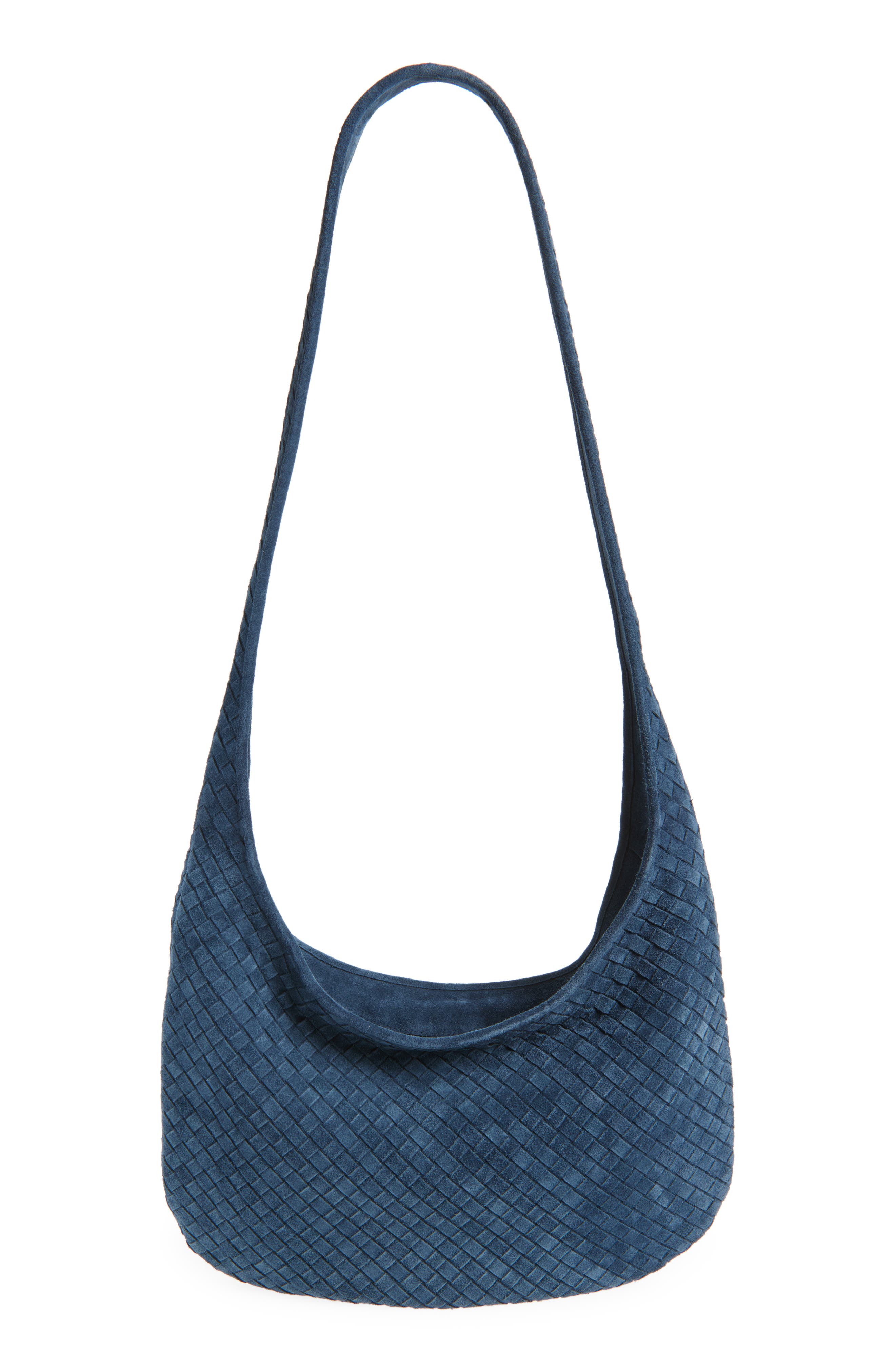 Bottega Veneta Veneto Intrecciato Leather Messenger Bag, Main, color, Neptune-Silver