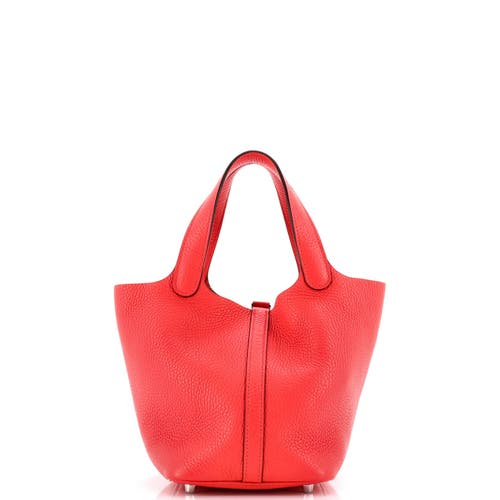 Pre-owned Hermes Hermes Picotin Lock Bag Clemence Pm In Red