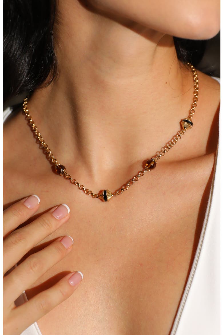 Roman Night Necklace, Alternate, color, Brown & Gold