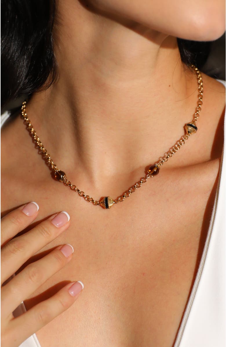 RC RETRO CHIC Roman Night Necklace, Alternate, color, Brown & Gold