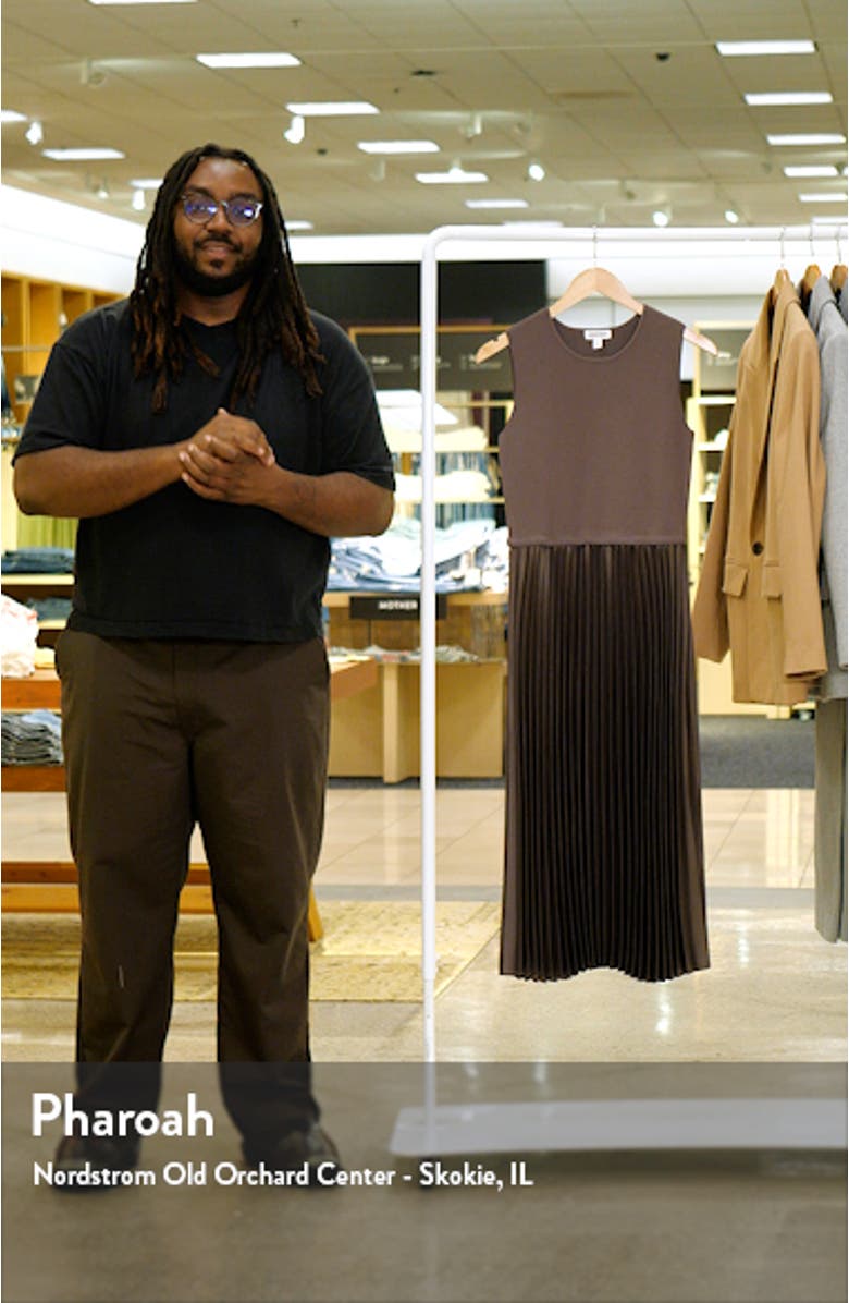 Pleated Mixed Media Midi Dress, sales video thumbnail