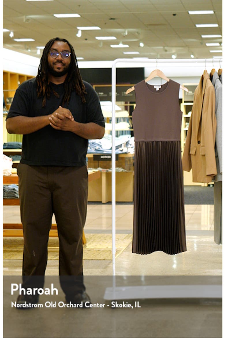 Pleated Mixed Media Midi Dress video