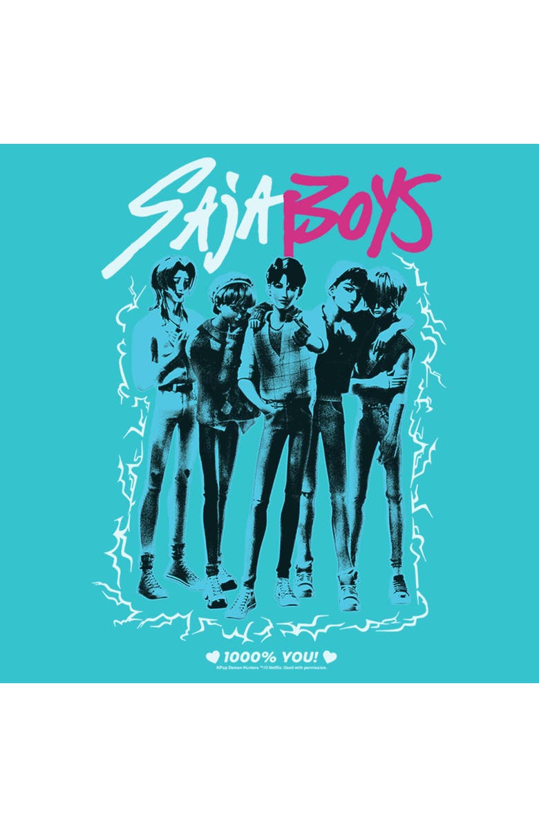 KPop Demon Hunters Girl's KPop Demon Hunters Saja Boys Portrait  Graphic T-Shirt, Alternate, color, Tahiti Blue