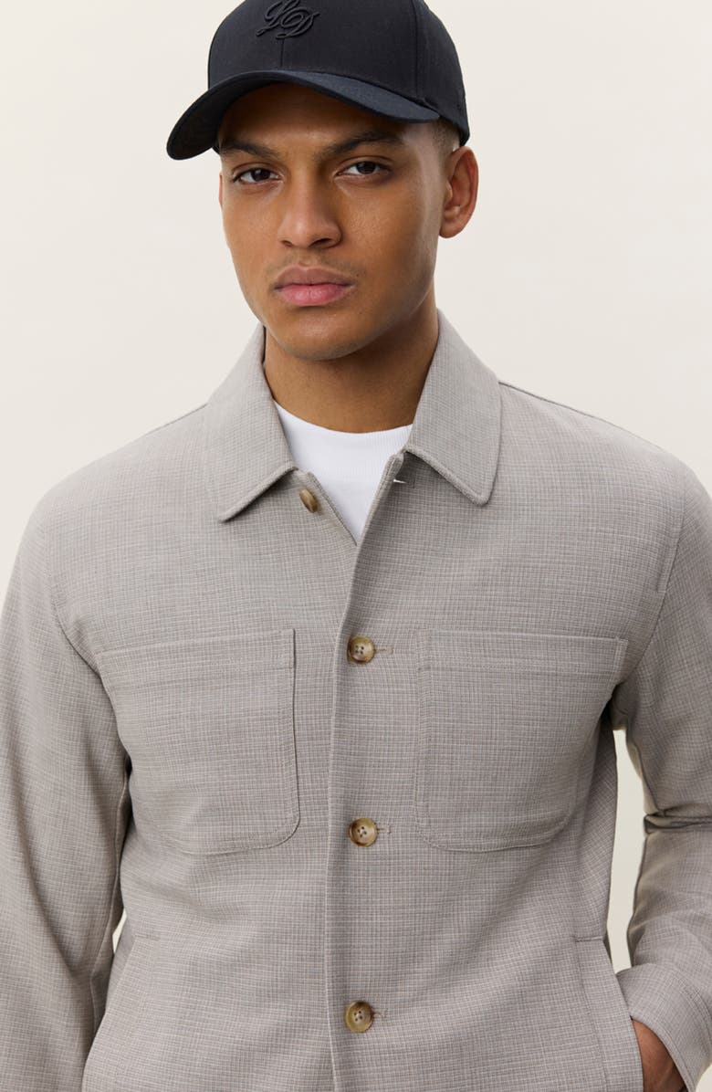 Les Deux Mini Check Hybrid Shirt Jacket, Alternate, color, Bungee Cord Brown
