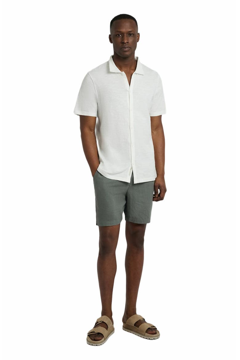 Slub Short Sleeve Button-up Shirt, Main, color, WHITE