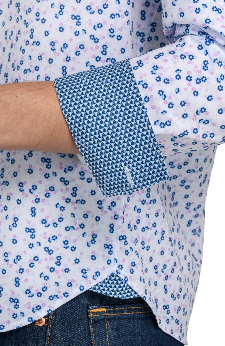 CONSTRUCT Daisy Floral Print Stretch Dress Shirt, Alternate, color, White/ Purple