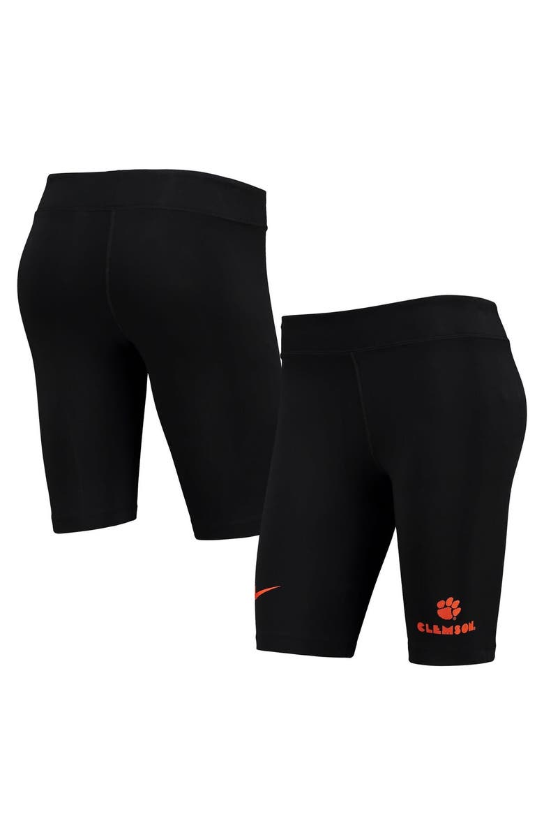 Nike Women's Nike Black Clemson Tigers Essential Tri-Blend Bike Shorts, Main, color, Black