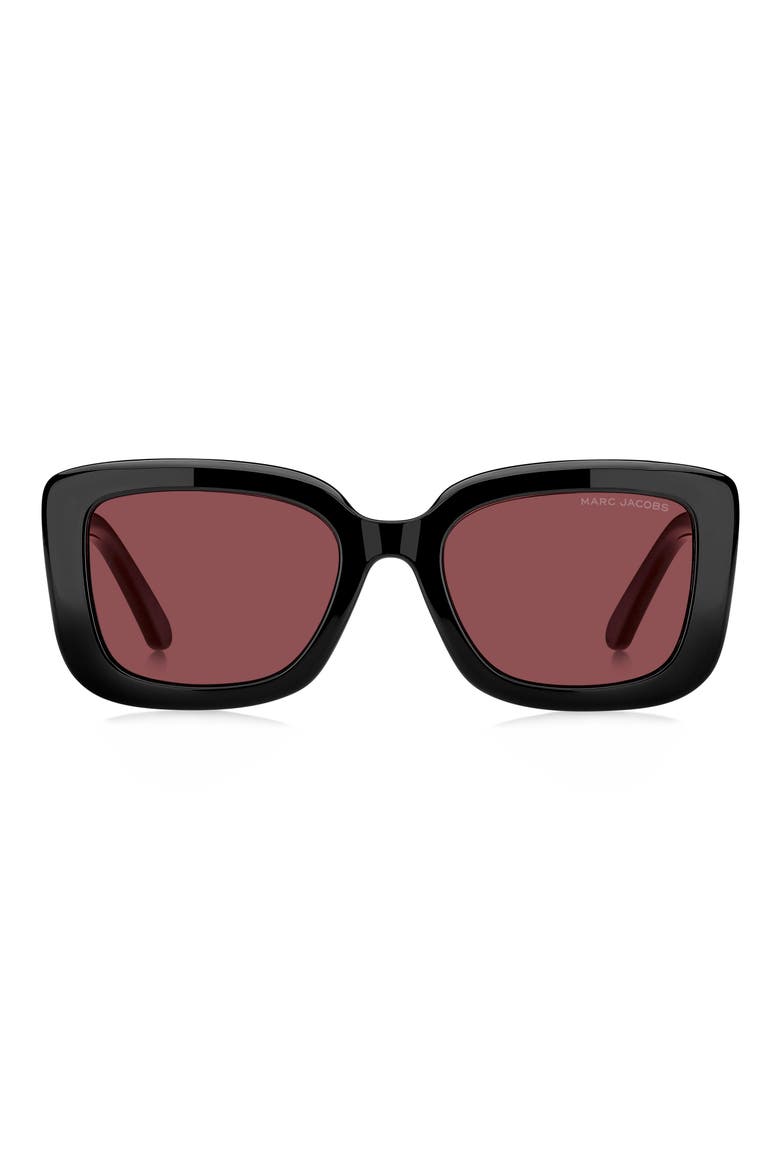 53mm Square Sunglasses, Main, color, BLACK/ BURGUNDY
