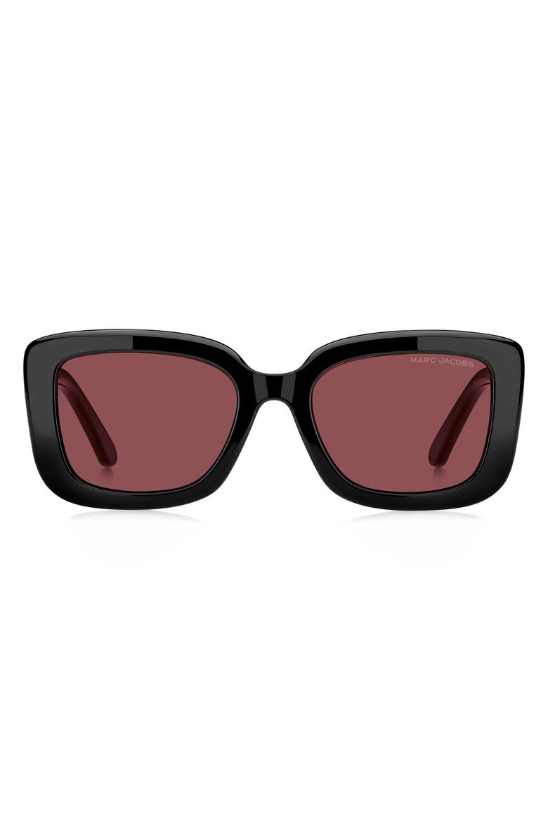 Marc Jacobs 53mm Square Sunglasses, Main, color, Black/ Burgundy