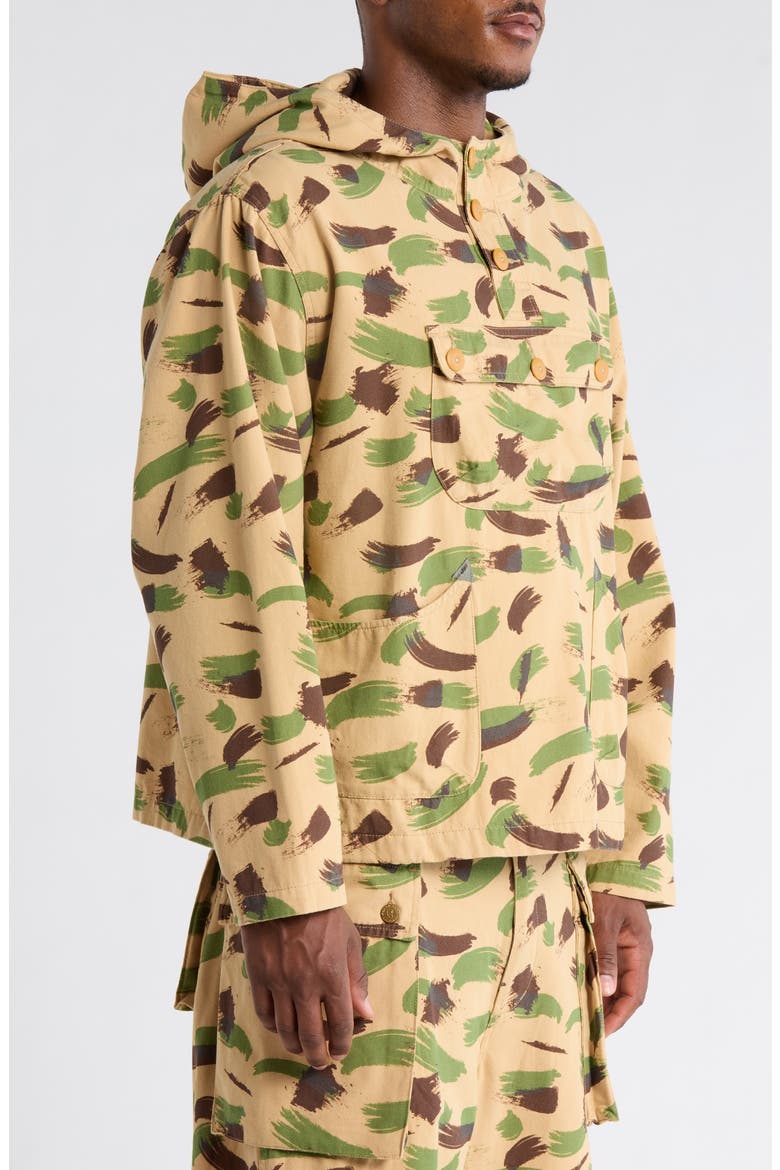 Brushstroke Camo Hooded Jacket, Alternate, color, GREEN