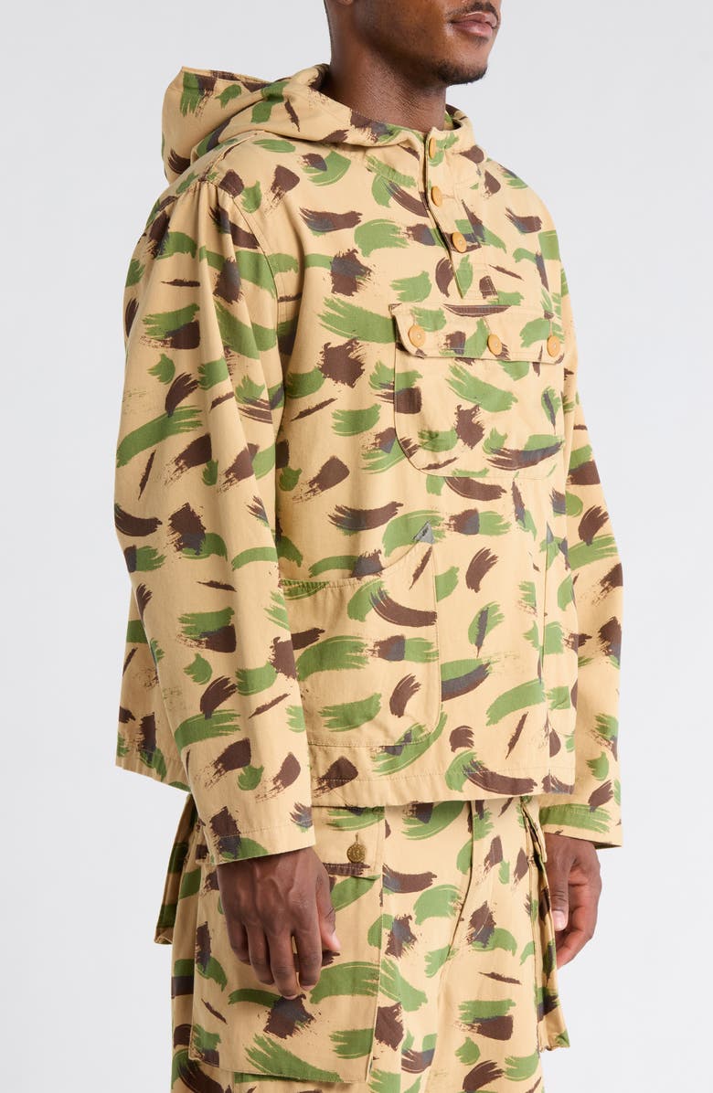 Brain Dead Brushstroke Camo Hooded Jacket, Alternate, color, Green