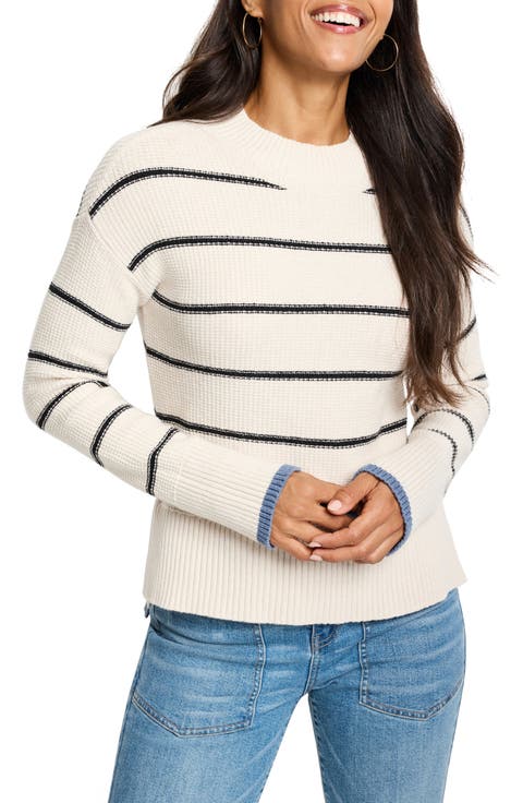 Striped Waffle Stitch Sweater