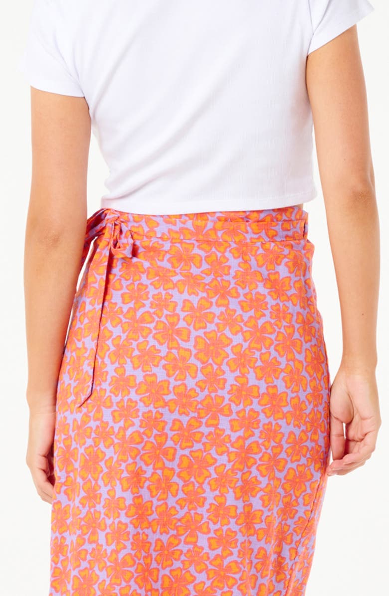 Rip Curl Neon Isles Midi Wrap Skirt, Alternate, color, Pink