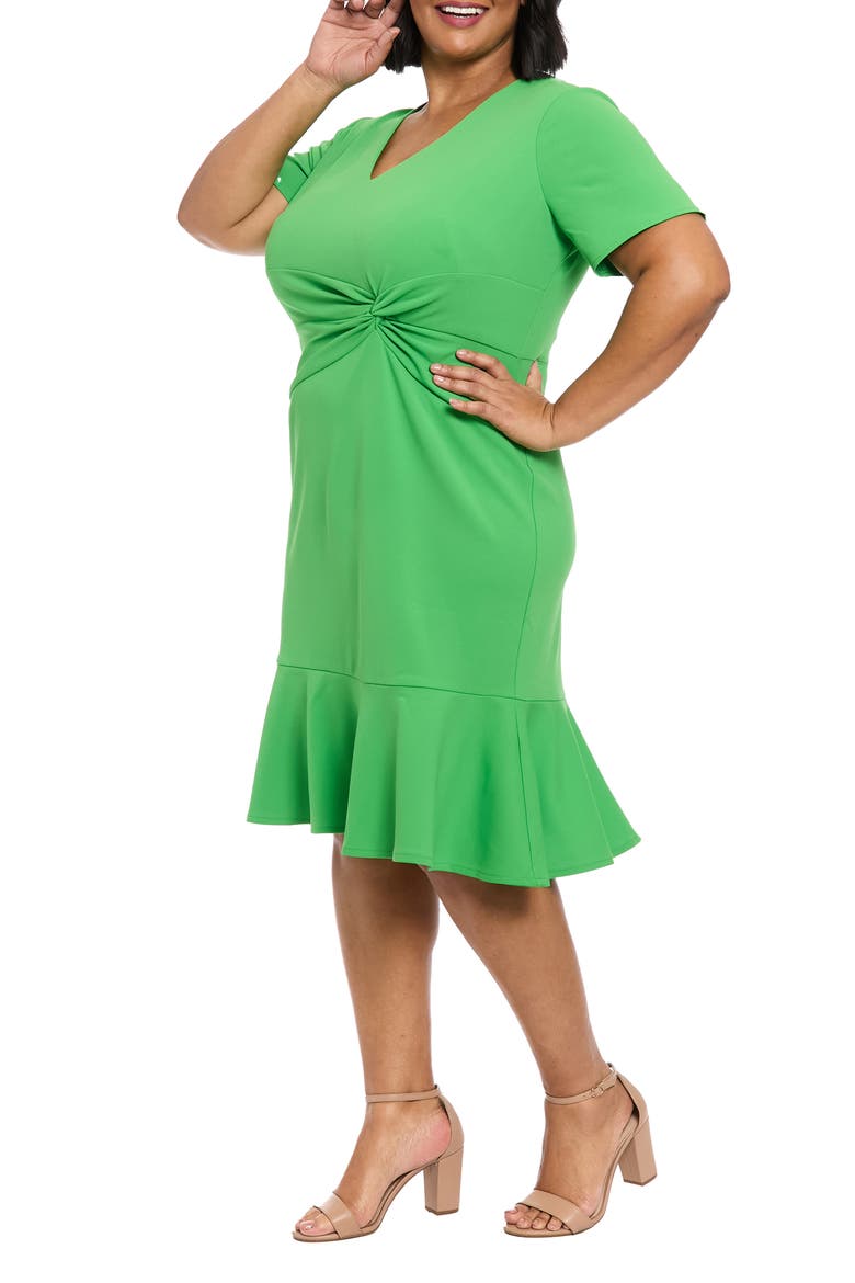 V-Neck Twist Midi Dress, Alternate, color, KELLY GREEN