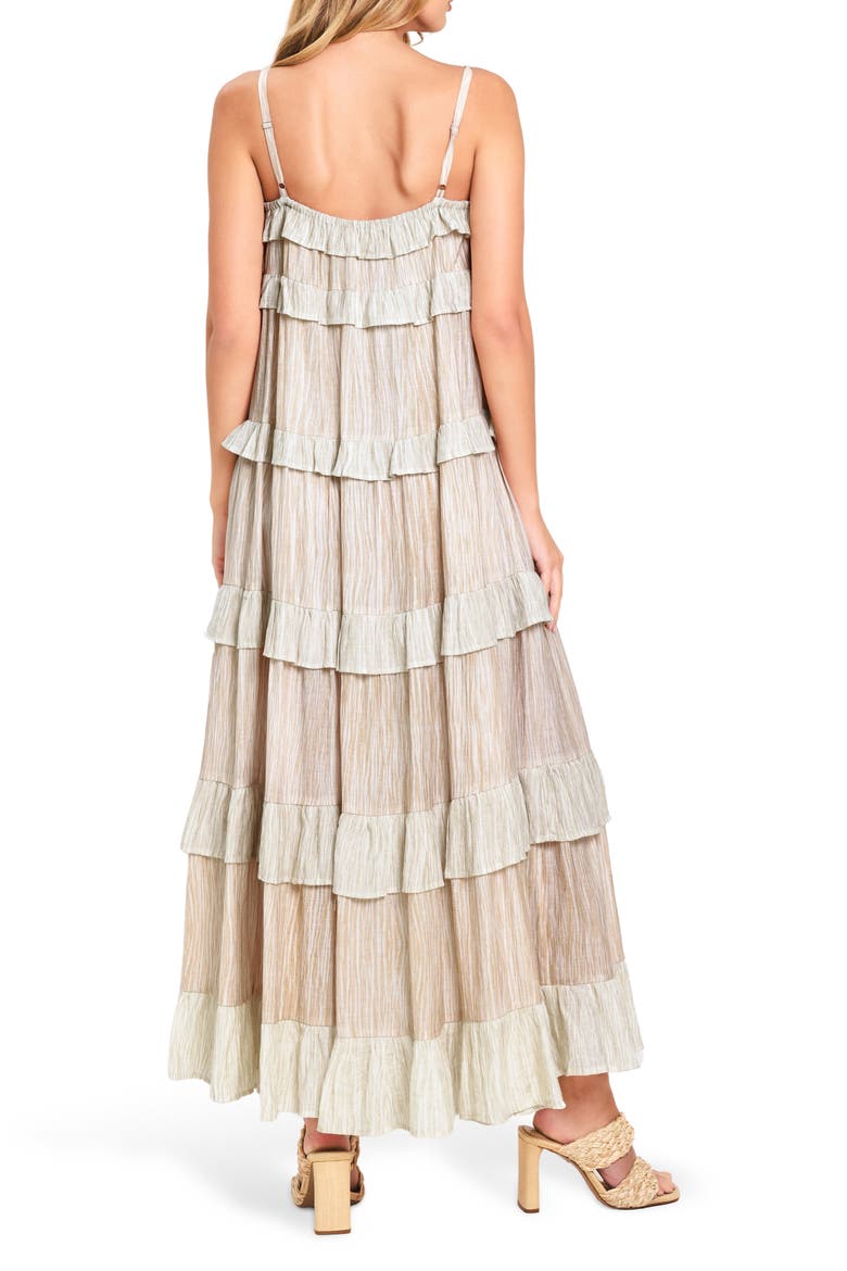 Textured Maxi Dress, Alternate, color, WHITE/ YELLOW STRIPE