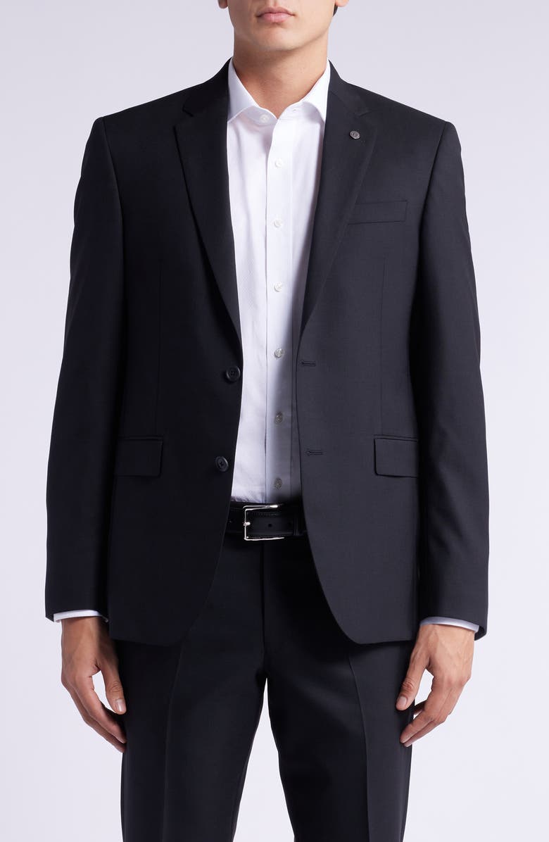 AllSaints Ross Slim Fit Solid Black Wool Sport Coat Suit Separate, Main, color, 