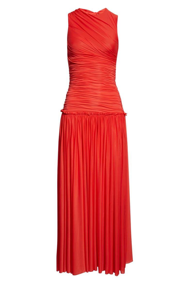 Alina Gathered Open Back Jersey Dress, Alternate, color, RED
