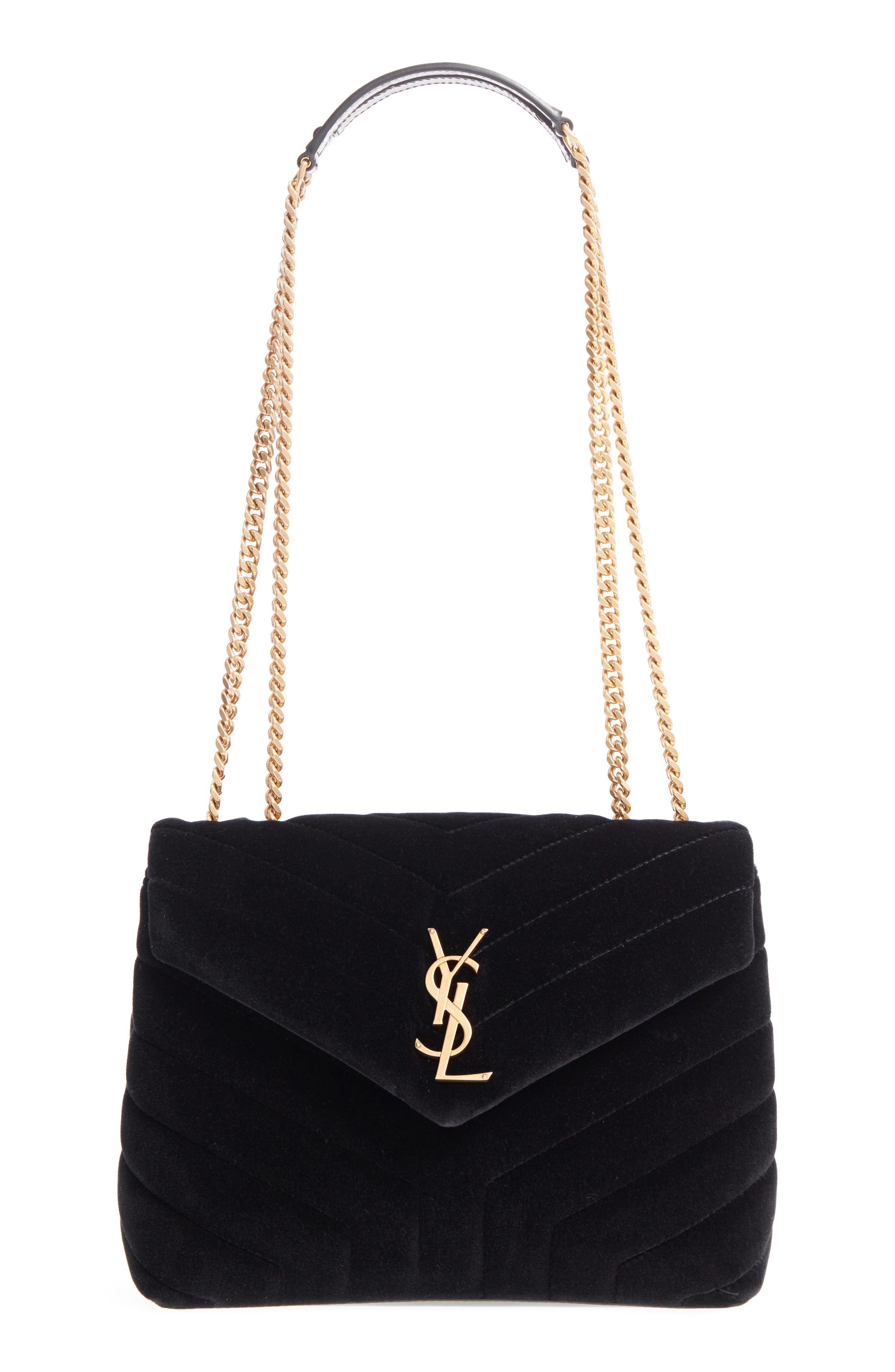 Saint Laurent Small Loulou Velvet Shoulder Bag, Main, color, 