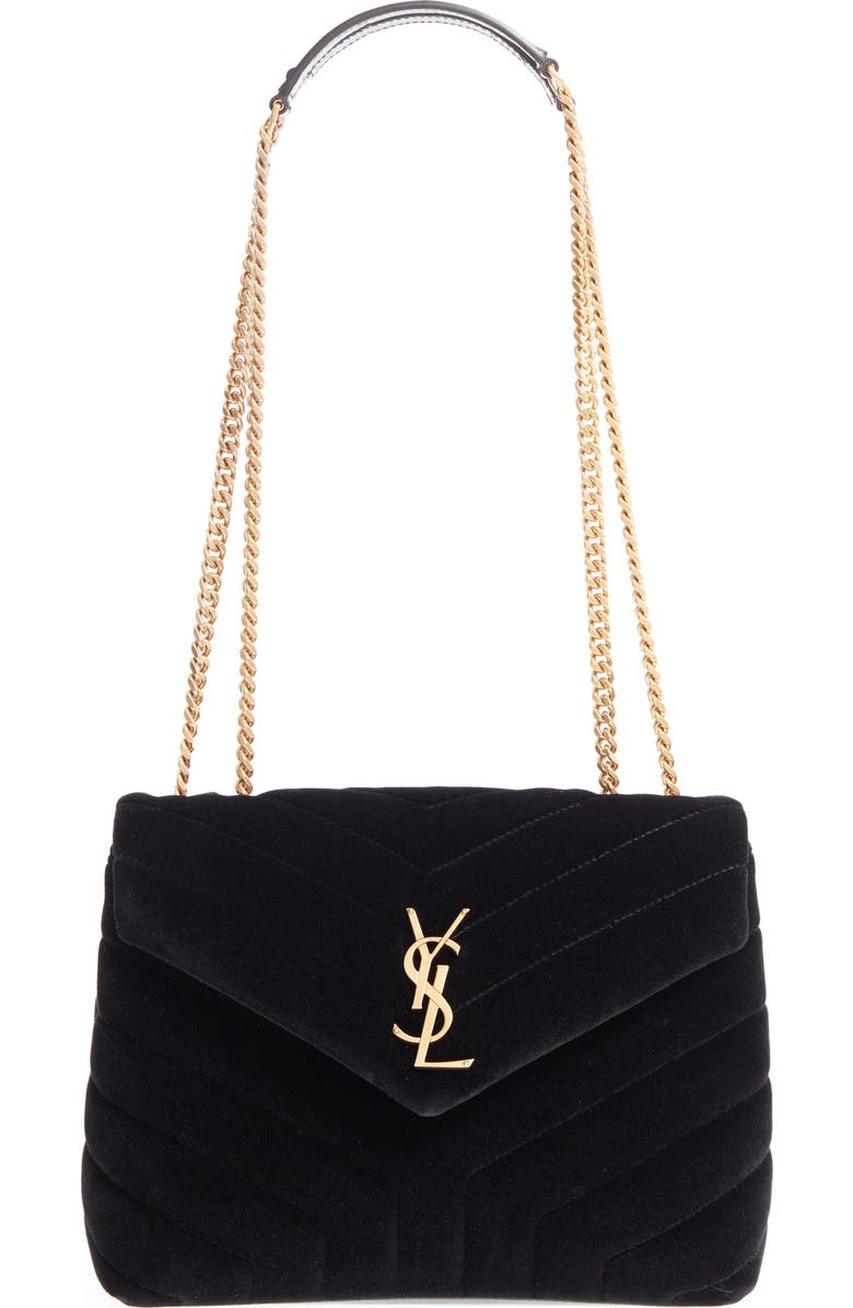 Saint Laurent Small Loulou Velvet Shoulder Bag, Main, color,
