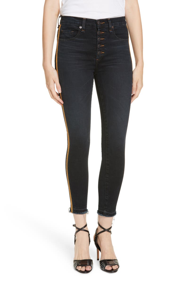 Veronica Beard Debbie Tuxedo Stripe Skinny Jeans, Main, color, 