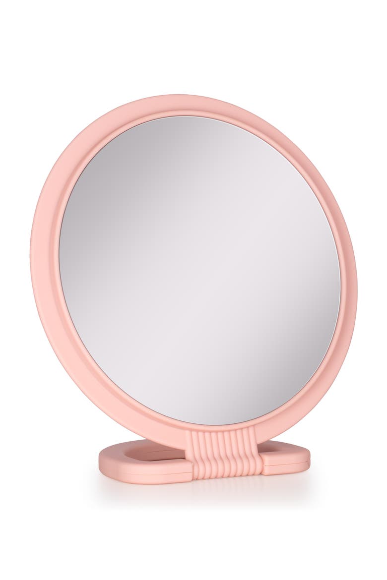 Dual-Sided Hanging Handheld Mirror in Soft-Touch, Alternate, color, Soft Touch Pink