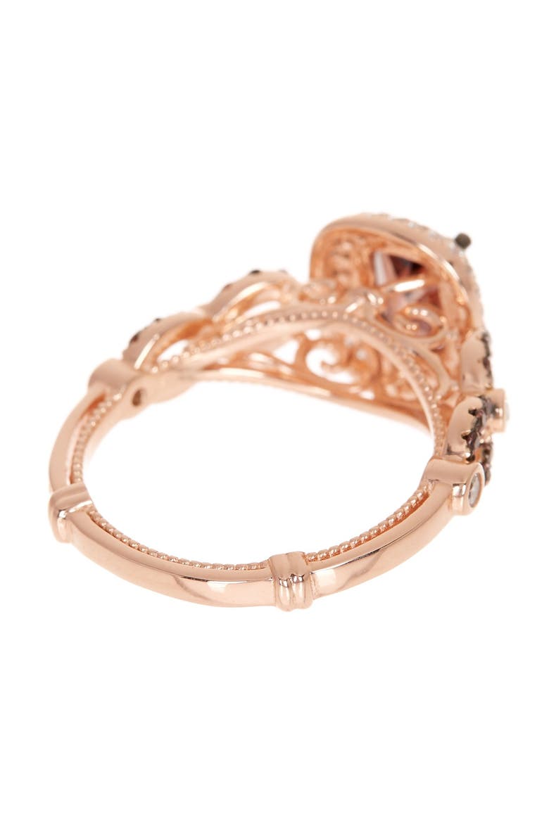 Rose Gold Plated Sterling Silver CZ Halo Ring, Alternate, color, BROWN