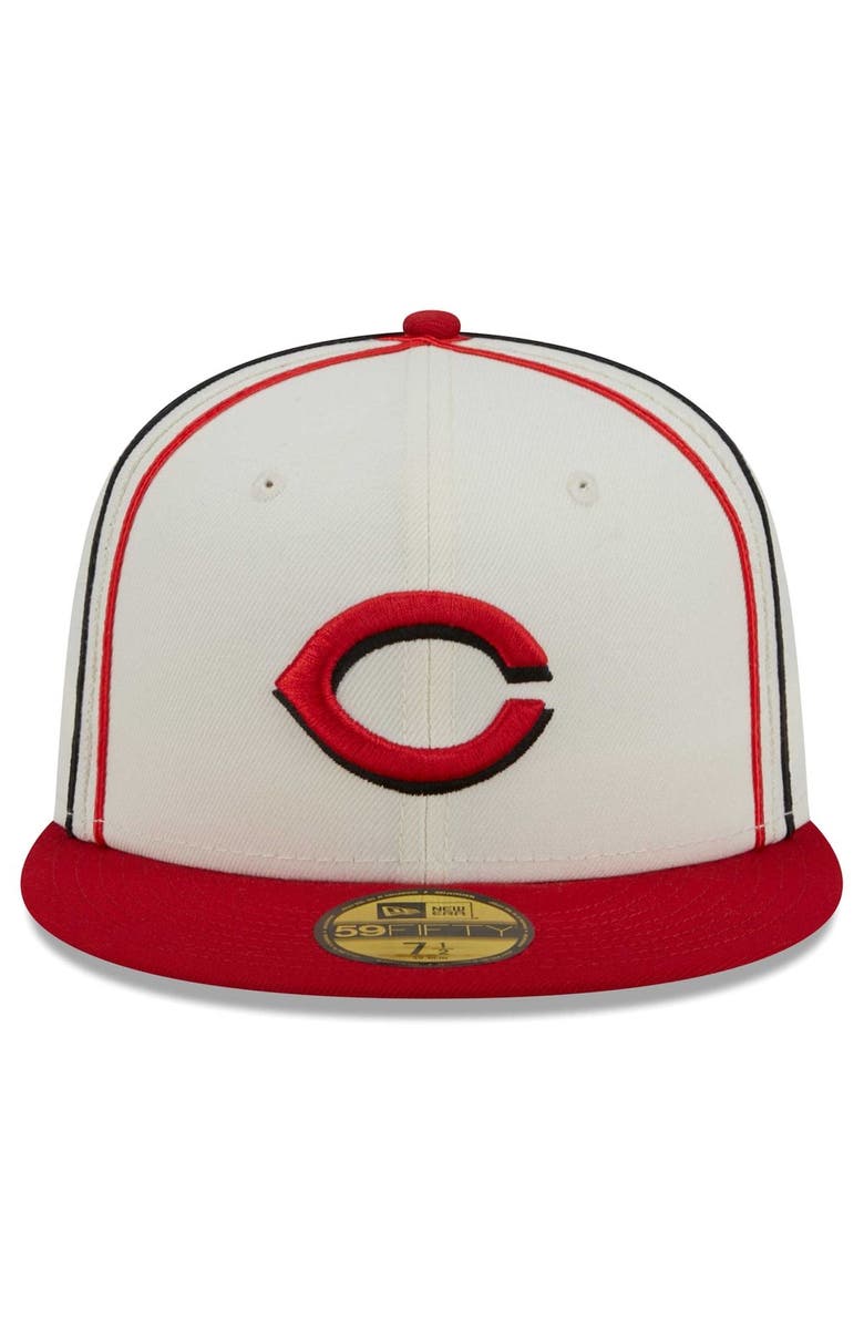 New Era Men's New Era  Cream/Red Cincinnati Reds Chrome Sutash 59FIFTY Fitted Hat, Alternate, color, 