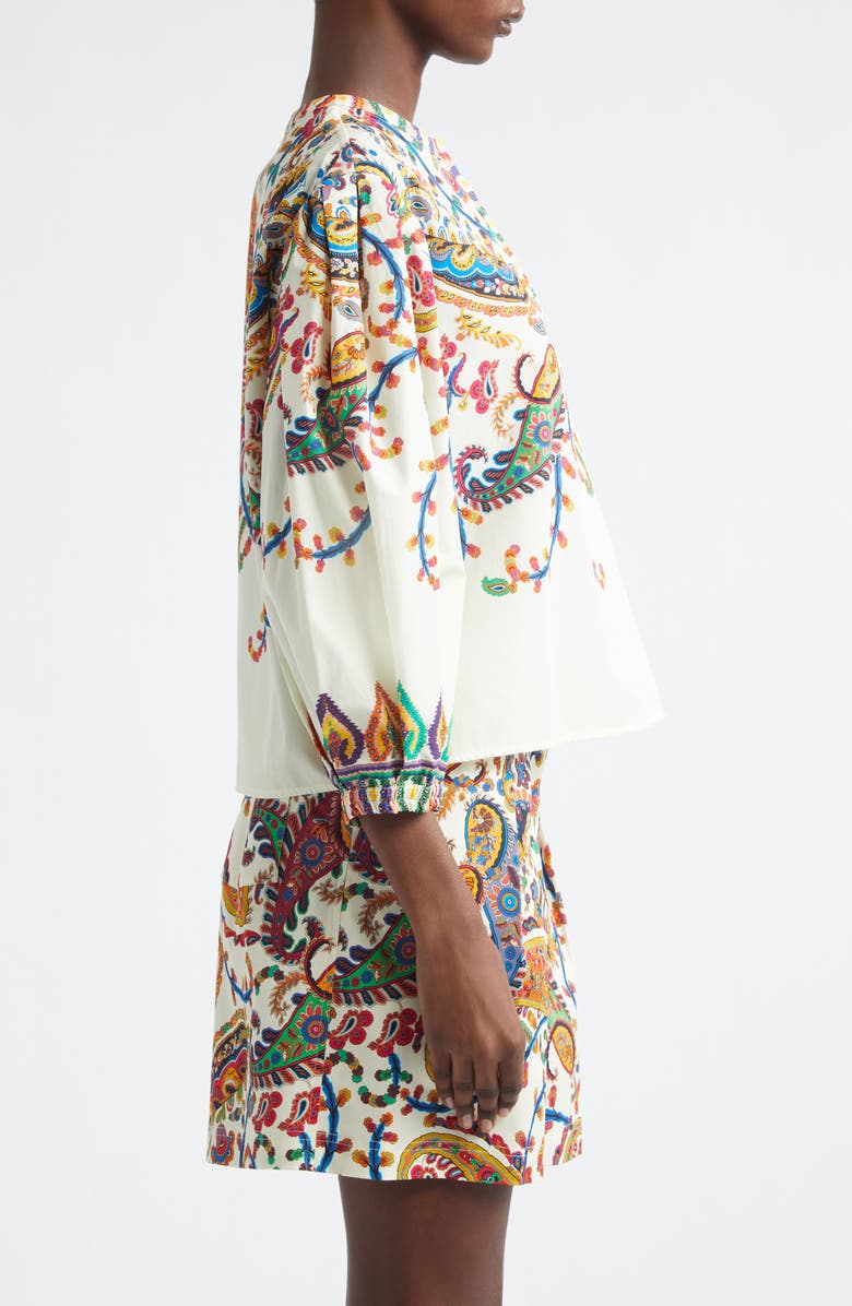 Etro Watercolor Paisley Cotton Top, Alternate, color, Print On White Base