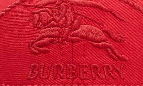 Burberry Ekd Embroidered Water Resistant Gabardine Adjustable Baseball Cap In Red
