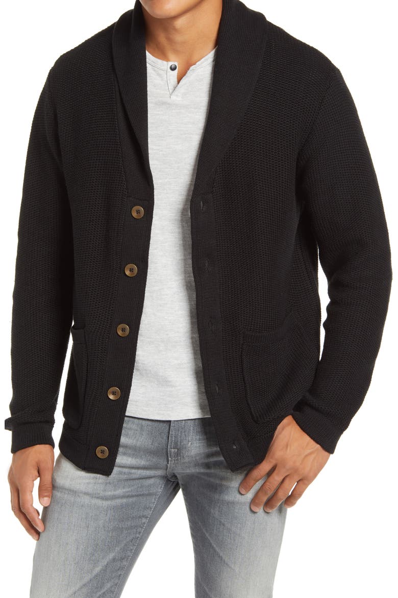 Liverpool Shawl Collar Cardigan, Main, color, BLACK