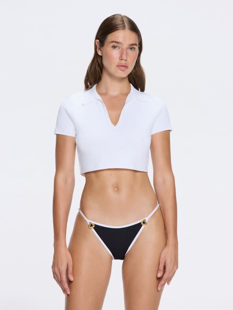 Shandy Polo Collar Knitted Crop Top