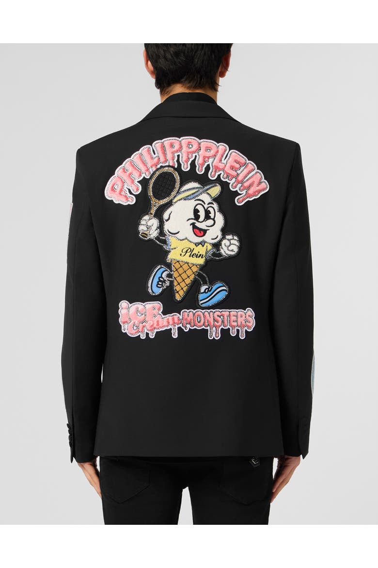 Gigolo Fit Blazer Ice Cream Patches Men, Alternate, color, black