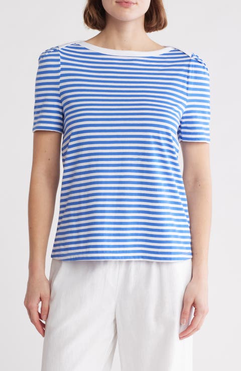 Stripe Envelope Neck Knit Top