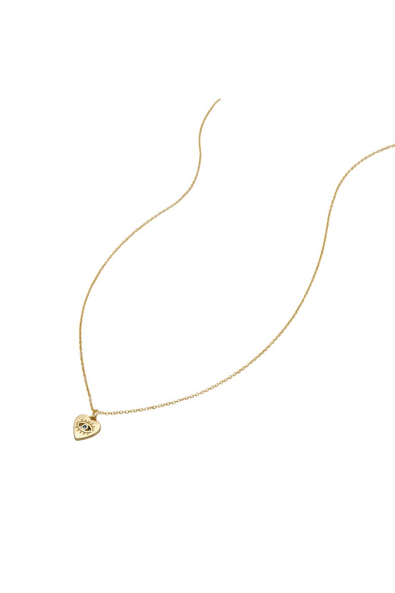 Mini Evil Eye Heart Necklace, Main, color, Gold