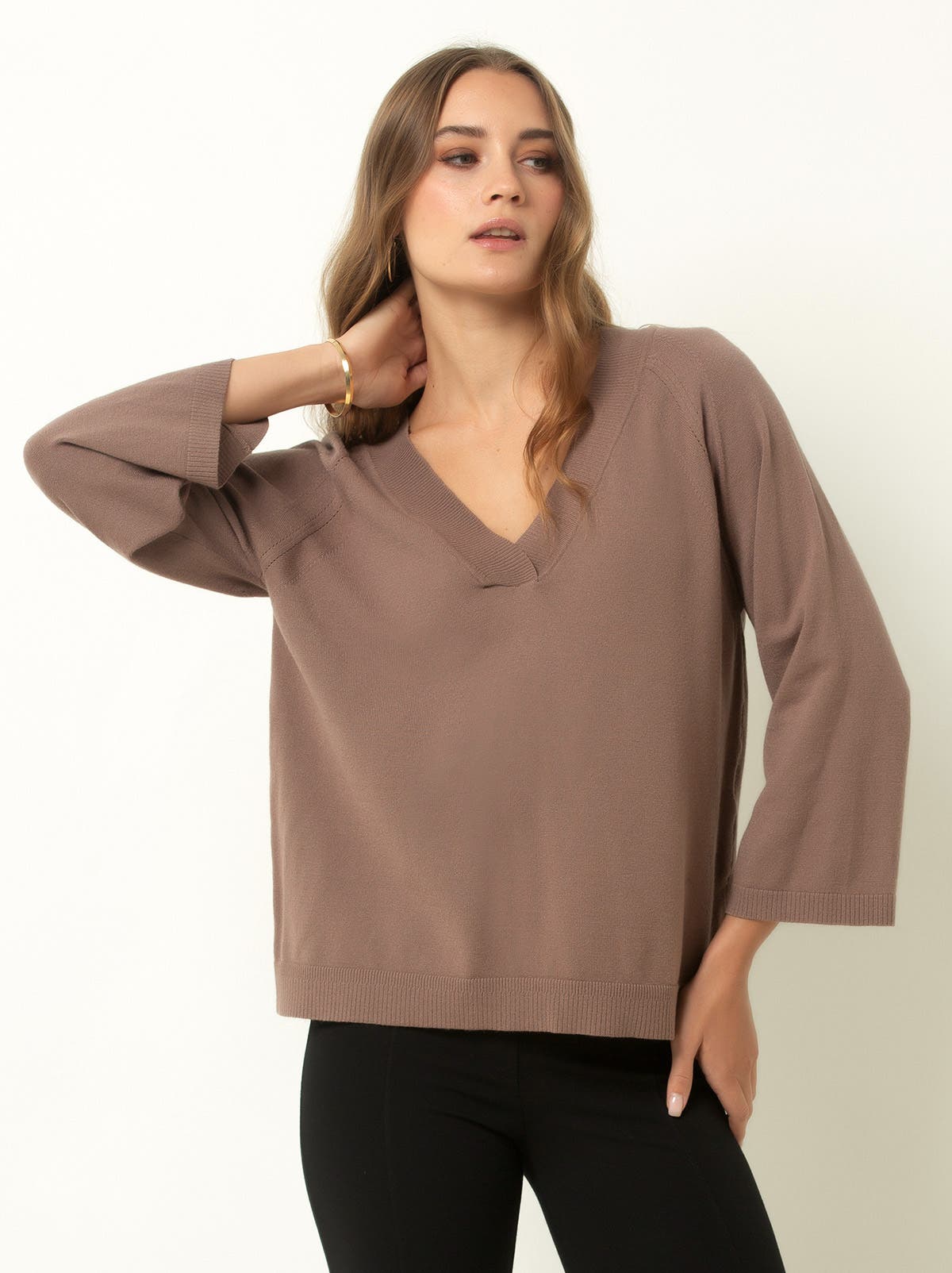 Drop Shoulder V-Neck Sweater - image 3