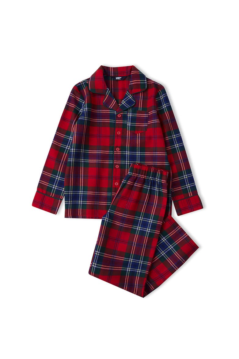 Kids Flannel 2 Piece Pajama Set, Main, color, Compass Red/Pine Plaid