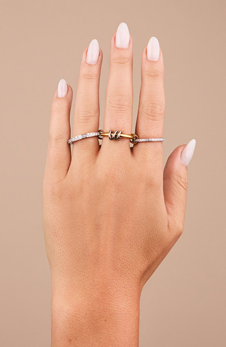 Sterling Forever Garwyn Cubic Zirconia Linked Stacking Ring, Alternate, color, Dual Tone