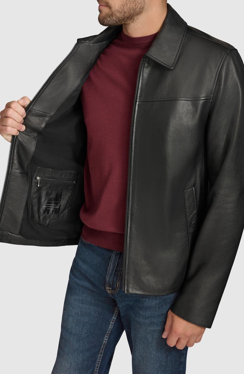Andrew Marc Gosford Lambskin Leather Jacket, Alternate, color, Black