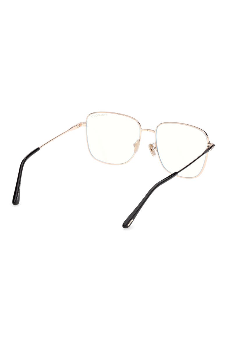 56mm Square Optical Glasses, Alternate, color, SHINY BLACK ENAMEL / ROSE GOLD