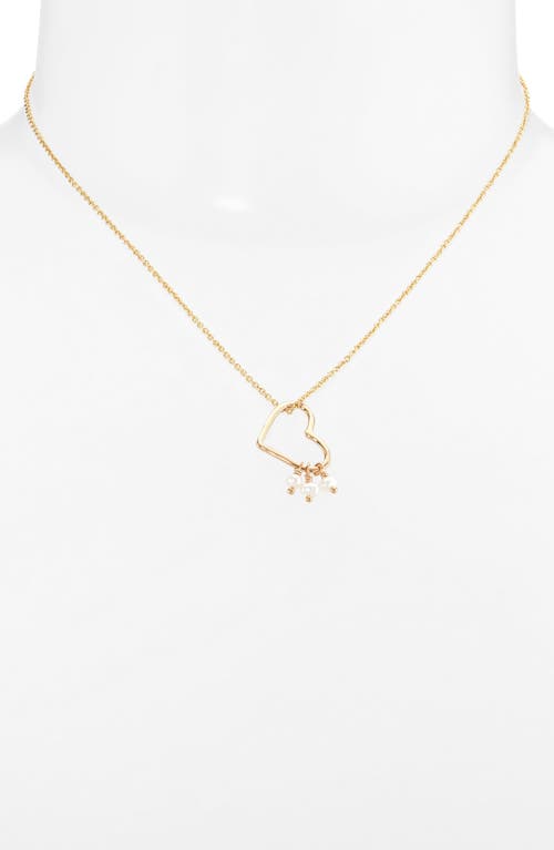Ki-ele Esther Pearl Charm Heart Pendant Necklace In Gold