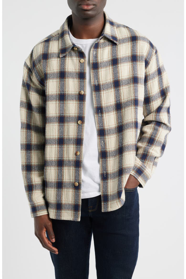 Plaid Overshirt, Main, color, CREAM/ NAVY PLAID