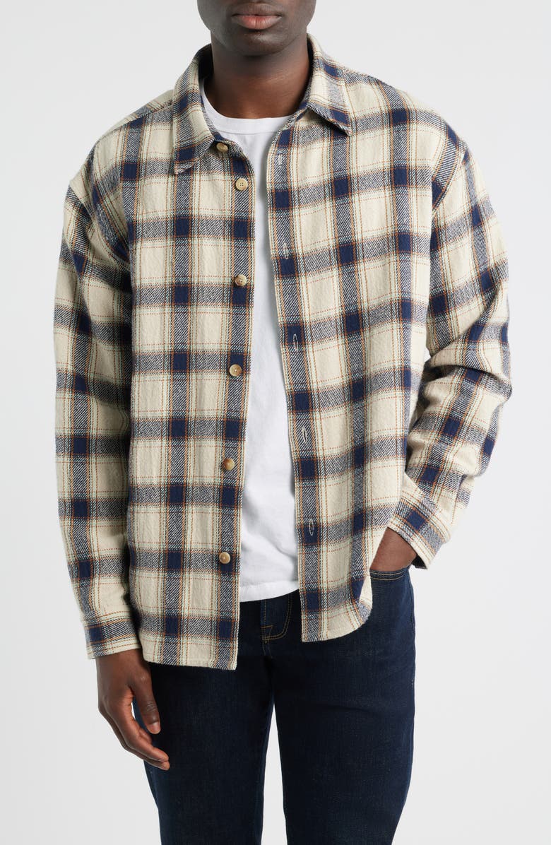 FRAME Plaid Overshirt, Main, color, Cream/ Navy Plaid