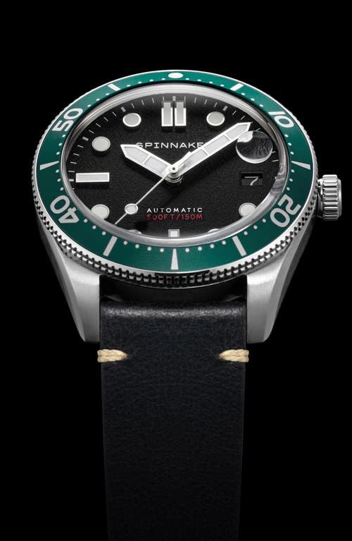Spinnaker Croft Midsize Automatic Leather Strap Watch, 40mm In Black