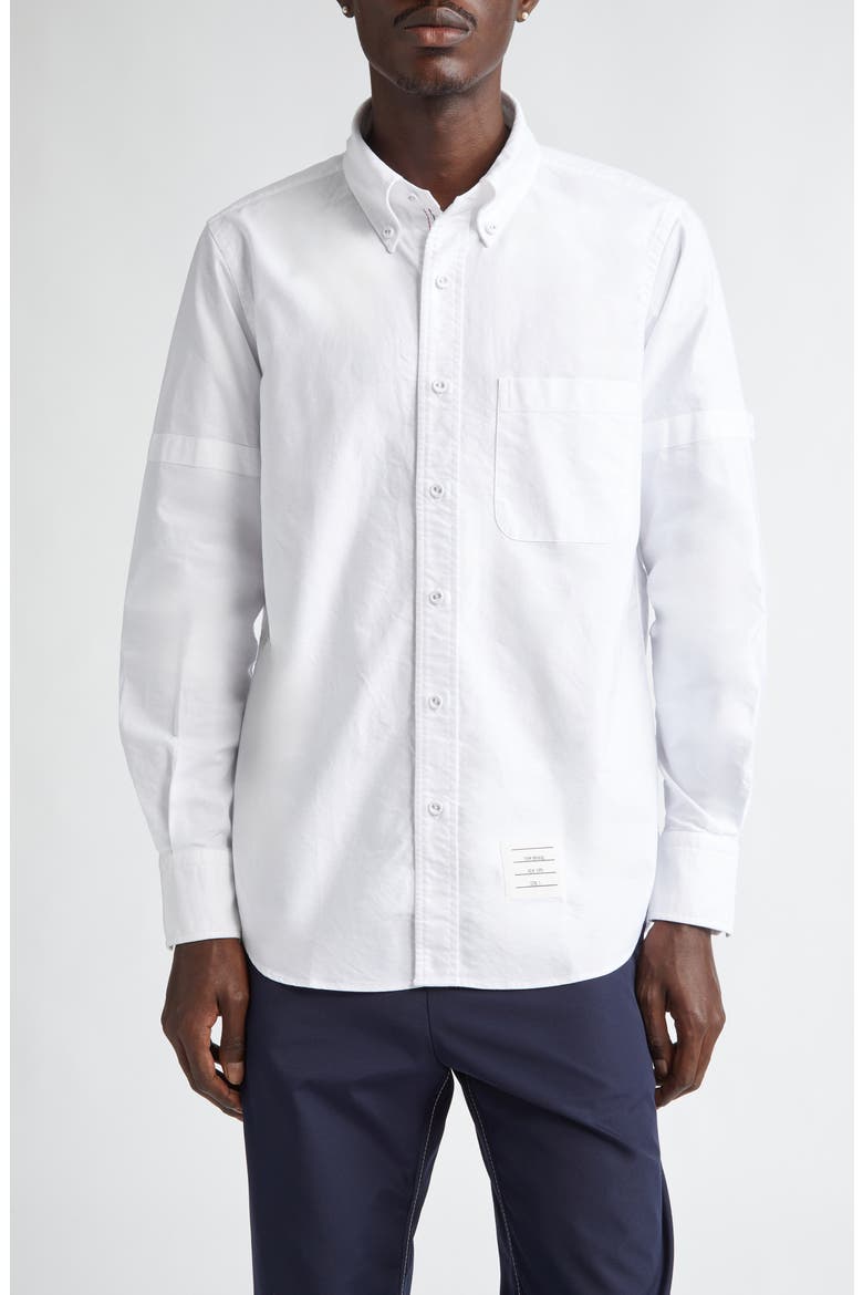 Straight Fit Cotton Oxford Button-Down Shirt, Main, color, WHITE