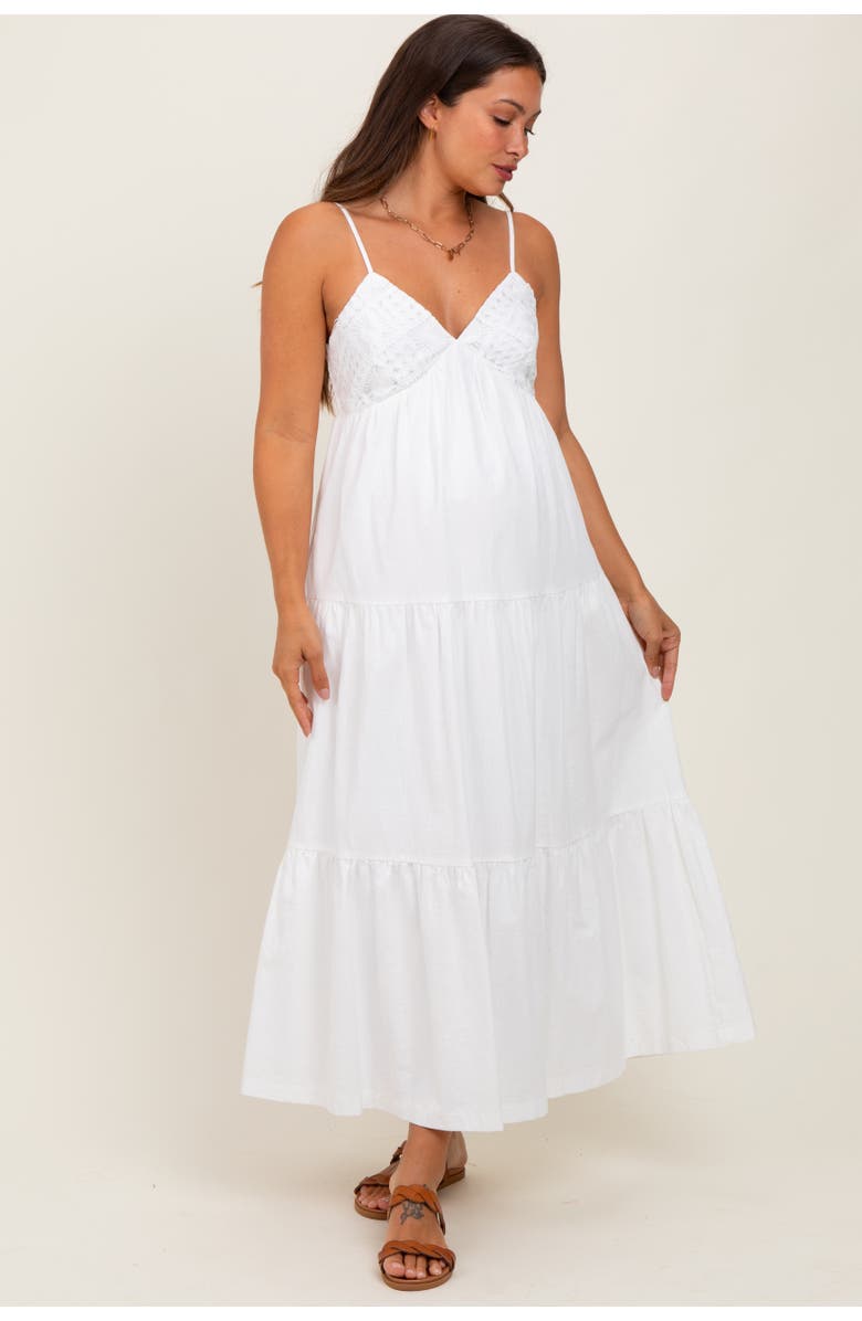 PinkBlush Crochet Flare Smocked Maxi Dress, Main, color, White
