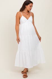 PinkBlush Crochet Flare Smocked Maxi Dress