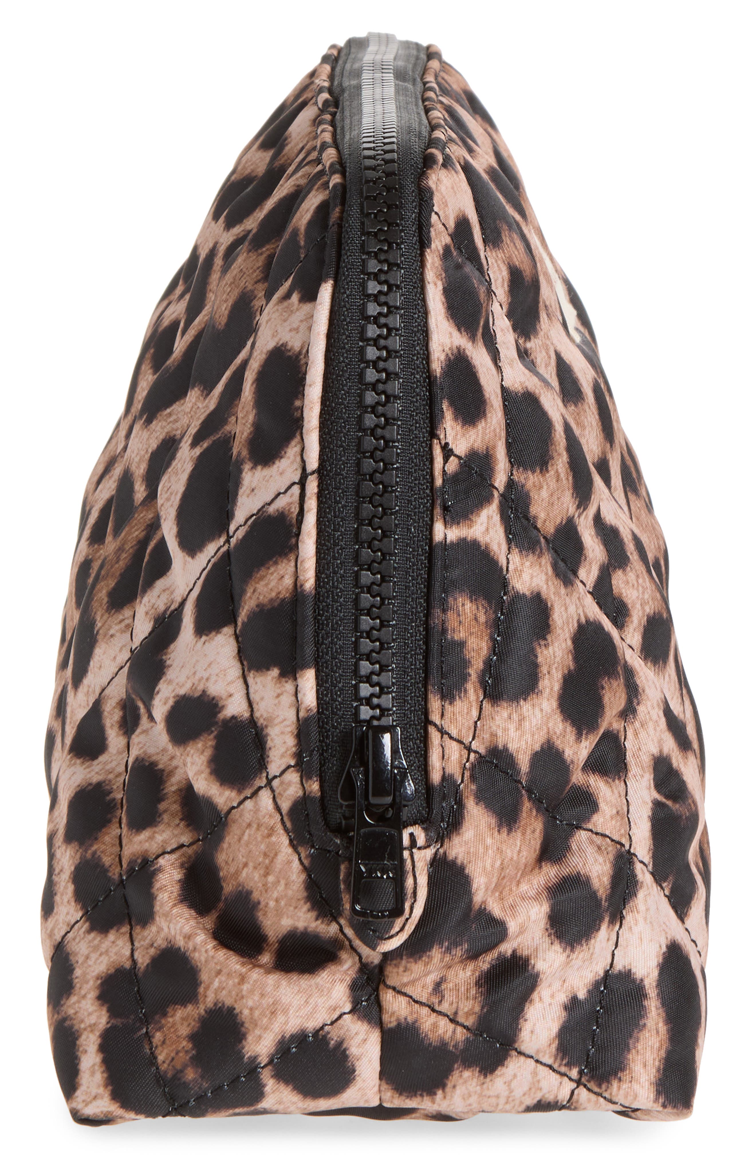 Frances Quilted Nylon Pouch, Alternate, color, BRUSHED LEOPARD