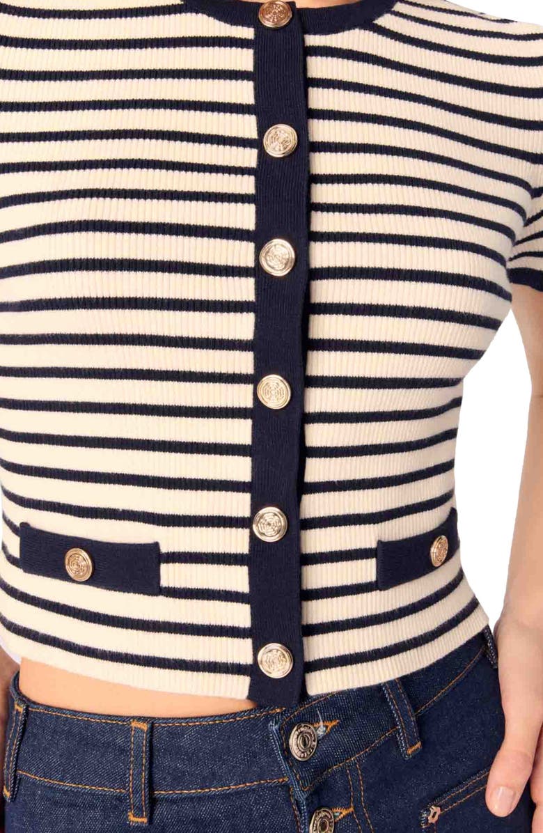 maje Cropped rib knit cardigan, Alternate, color,