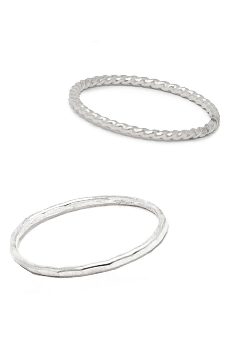 ABLE Set of 2 Twisted & Hammered Stacking Rings, Main, color, 